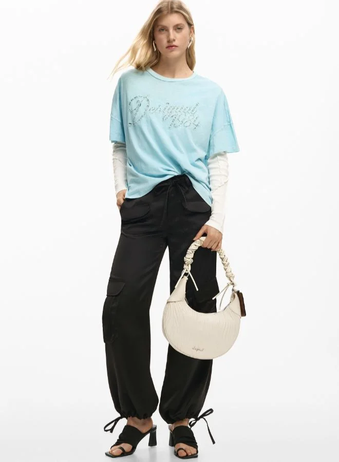 ديسيجوال حقيبة بيضاوية متوسطة الشكل مع نقش بارز